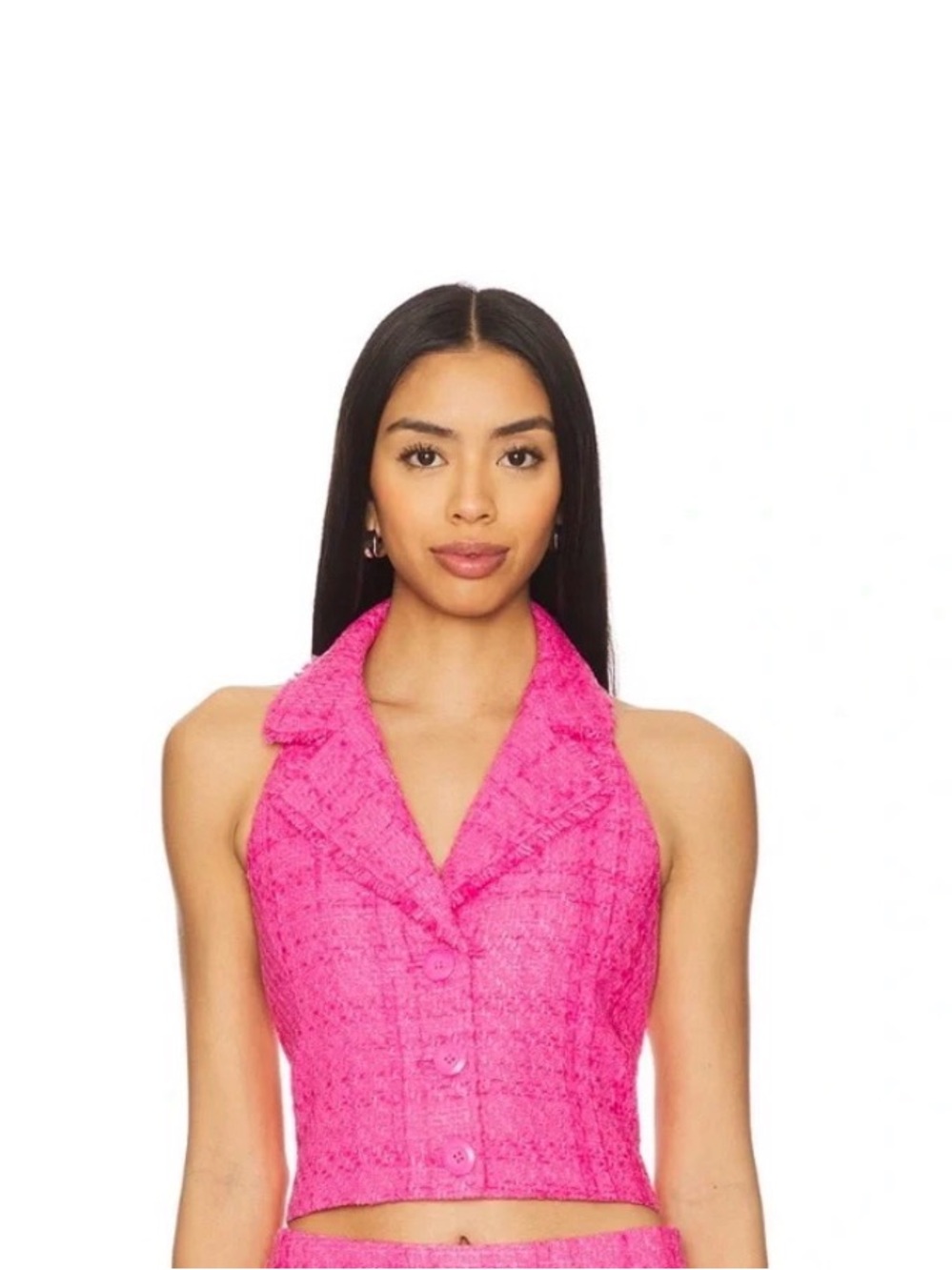 Alice + Olivia Hot Pink Tweed Halter Neck Top Never worn